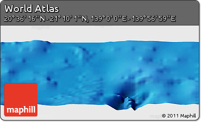 Physical Panoramic Map of the Area around 20° 53' 8" N, 139° 28' 29" E