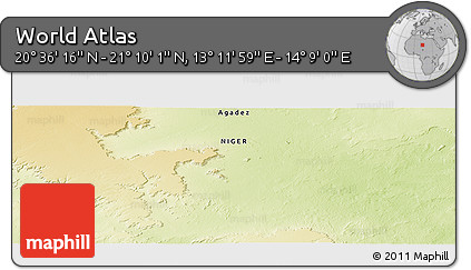 Physical Panoramic Map of the Area around 20° 53' 8" N, 13° 40' 30" E