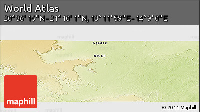 Physical Panoramic Map of the Area around 20° 53' 8" N, 13° 40' 30" E