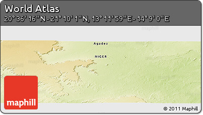 Physical Panoramic Map of the Area around 20° 53' 8" N, 13° 40' 30" E