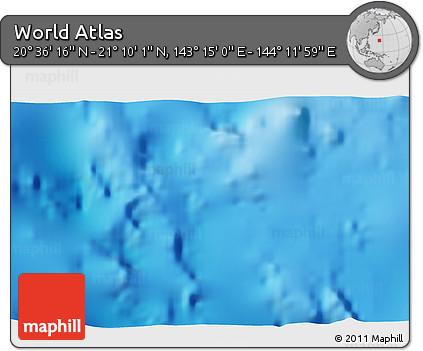 Physical 3D Map of the Area around 20° 53' 8" N, 143° 43' 29" E