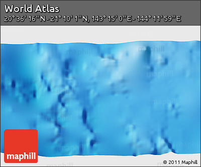 Physical 3D Map of the Area around 20° 53' 8" N, 143° 43' 29" E