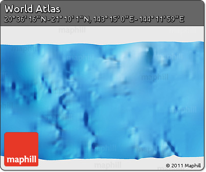 Physical 3D Map of the Area around 20° 53' 8" N, 143° 43' 29" E