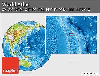 Physical Location Map of the Area around 20° 53' 8" N, 143° 43' 29" E