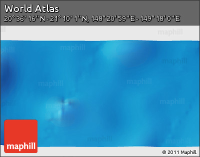 Physical 3D Map of the Area around 20° 53' 8" N, 148° 49' 29" E