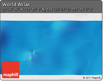 Physical 3D Map of the Area around 20° 53' 8" N, 148° 49' 29" E