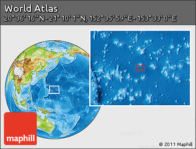 Physical Location Map of the Area around 20° 53' 8" N, 153° 4' 29" E