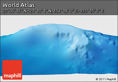 Physical Panoramic Map of the Area around 20° 53' 8" N, 154° 46' 30" E
