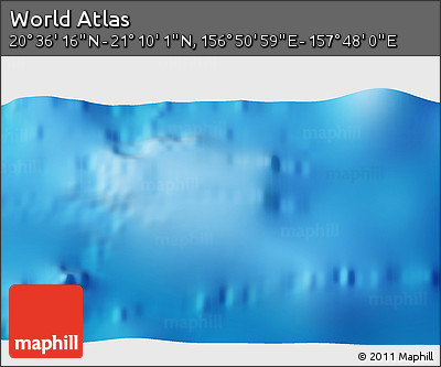 Physical 3D Map of the Area around 20° 53' 8" N, 157° 19' 29" E