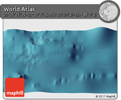Satellite 3D Map of the Area around 20° 53' 8" N, 157° 19' 29" E