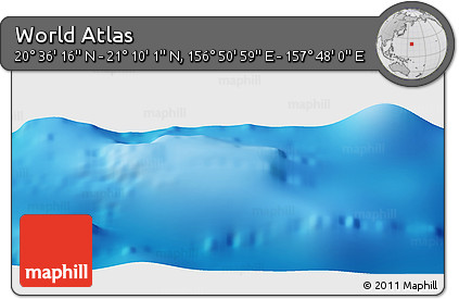 Physical Panoramic Map of the Area around 20° 53' 8" N, 157° 19' 29" E