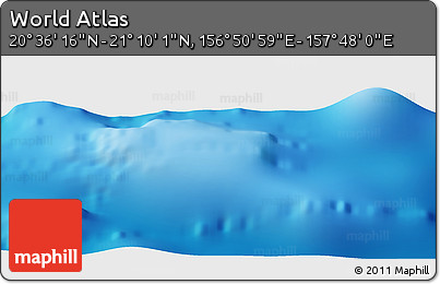 Physical Panoramic Map of the Area around 20° 53' 8" N, 157° 19' 29" E