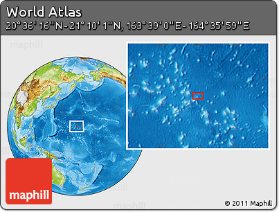 Physical Location Map of the Area around 20° 53' 8" N, 164° 7' 30" E