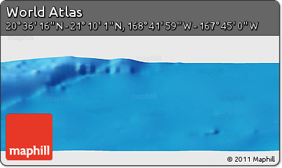 Physical Panoramic Map of the Area around 20° 53' 8" N, 168° 13' 29" W