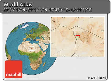 Satellite Location Map of the Area around 20° 53' 8" N, 16° 13' 30" E
