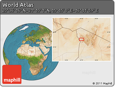 Satellite Location Map of the Area around 20° 53' 8" N, 16° 13' 30" E