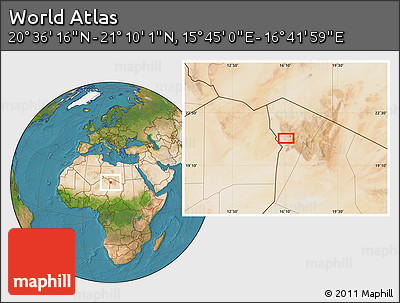 Satellite Location Map of the Area around 20° 53' 8" N, 16° 13' 30" E