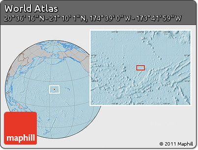 Gray Location Map of the Area around 20° 53' 8" N, 174° 10' 30" W, hill shading