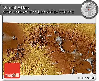 Physical 3D Map of the Area around 20° 53' 8" N, 17° 4' 30" E