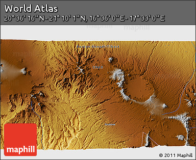 Physical 3D Map of the Area around 20° 53' 8" N, 17° 4' 30" E