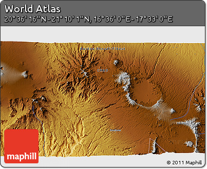 Physical 3D Map of the Area around 20° 53' 8" N, 17° 4' 30" E