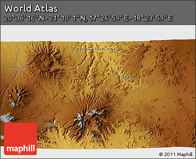 Physical 3D Map of the Area around 20° 53' 8" N, 17° 55' 29" E