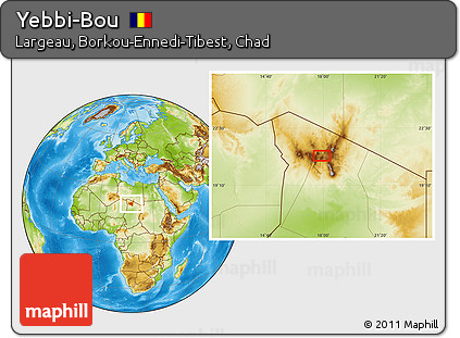 Physical Location Map of Yebbi-Bou
