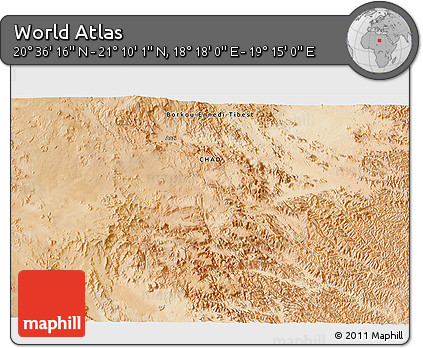Satellite 3D Map of the Area around 20° 53' 8" N, 18° 46' 29" E