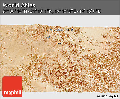 Satellite 3D Map of the Area around 20° 53' 8" N, 18° 46' 29" E