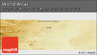 Physical Panoramic Map of the Area around 20° 53' 8" N, 19° 37' 30" E