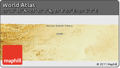 Physical Panoramic Map of the Area around 20° 53' 8" N, 19° 37' 30" E