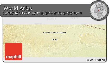 Physical Panoramic Map of the Area around 20° 53' 8" N, 20° 28' 30" E