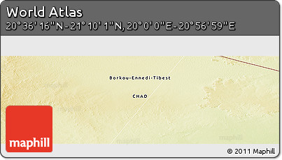Physical Panoramic Map of the Area around 20° 53' 8" N, 20° 28' 30" E