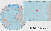 Gray Location Map of the area around 20° 53' 8" N, 21° 10' 29" W, hill shading