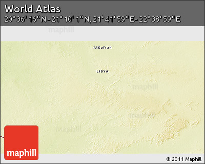 Physical 3D Map of the Area around 20° 53' 8" N, 22° 10' 29" E