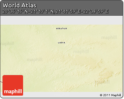 Physical 3D Map of the Area around 20° 53' 8" N, 22° 10' 29" E