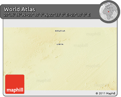 Physical 3D Map of the Area around 20° 53' 8" N, 23° 1' 29" E
