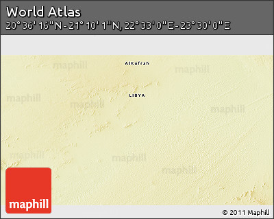 Physical 3D Map of the Area around 20° 53' 8" N, 23° 1' 29" E