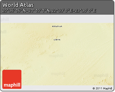 Physical 3D Map of the Area around 20° 53' 8" N, 23° 1' 29" E