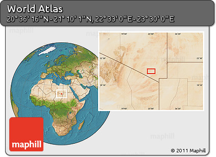 Satellite Location Map of the Area around 20° 53' 8" N, 23° 1' 29" E