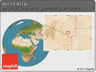 Satellite Location Map of the Area around 20° 53' 8" N, 23° 1' 29" E