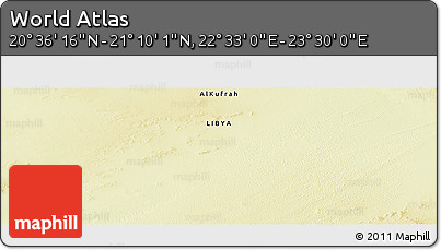 Physical Panoramic Map of the Area around 20° 53' 8" N, 23° 1' 29" E