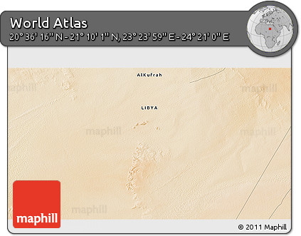 Satellite 3D Map of the Area around 20° 53' 8" N, 23° 52' 30" E