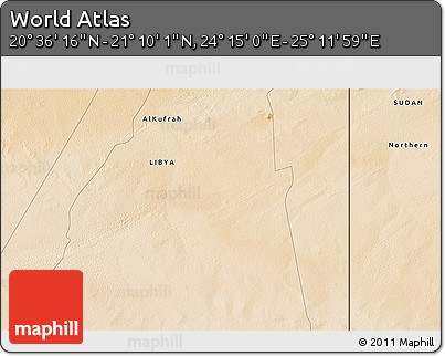 Satellite 3D Map of the Area around 20° 53' 8" N, 24° 43' 30" E
