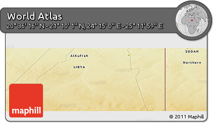 Physical Panoramic Map of the Area around 20° 53' 8" N, 24° 43' 30" E