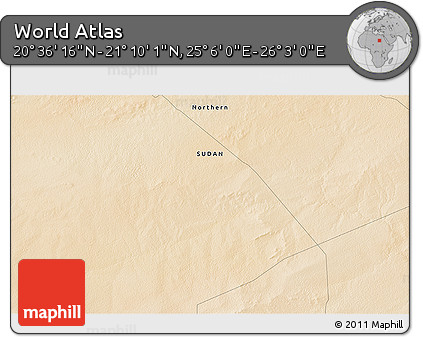 Satellite 3D Map of the Area around 20° 53' 8" N, 25° 34' 30" E