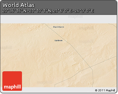 Satellite 3D Map of the Area around 20° 53' 8" N, 25° 34' 30" E