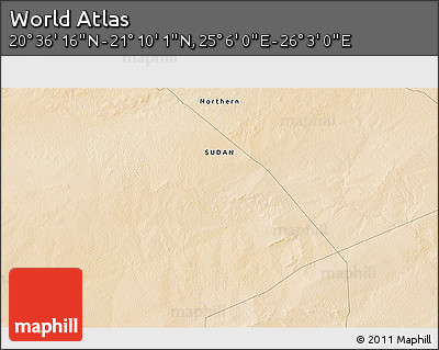 Satellite 3D Map of the Area around 20° 53' 8" N, 25° 34' 30" E