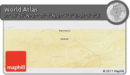 Physical Panoramic Map of the Area around 20° 53' 8" N, 25° 34' 30" E
