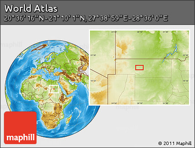 Physical Location Map of the Area around 20° 53' 8" N, 28° 7' 30" E